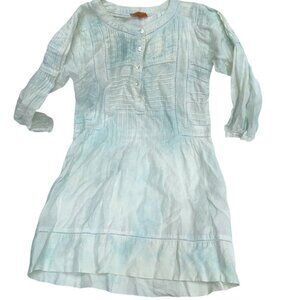 roberta freymann roller rabbit sea glass aqua tie dye pleated tunic top S